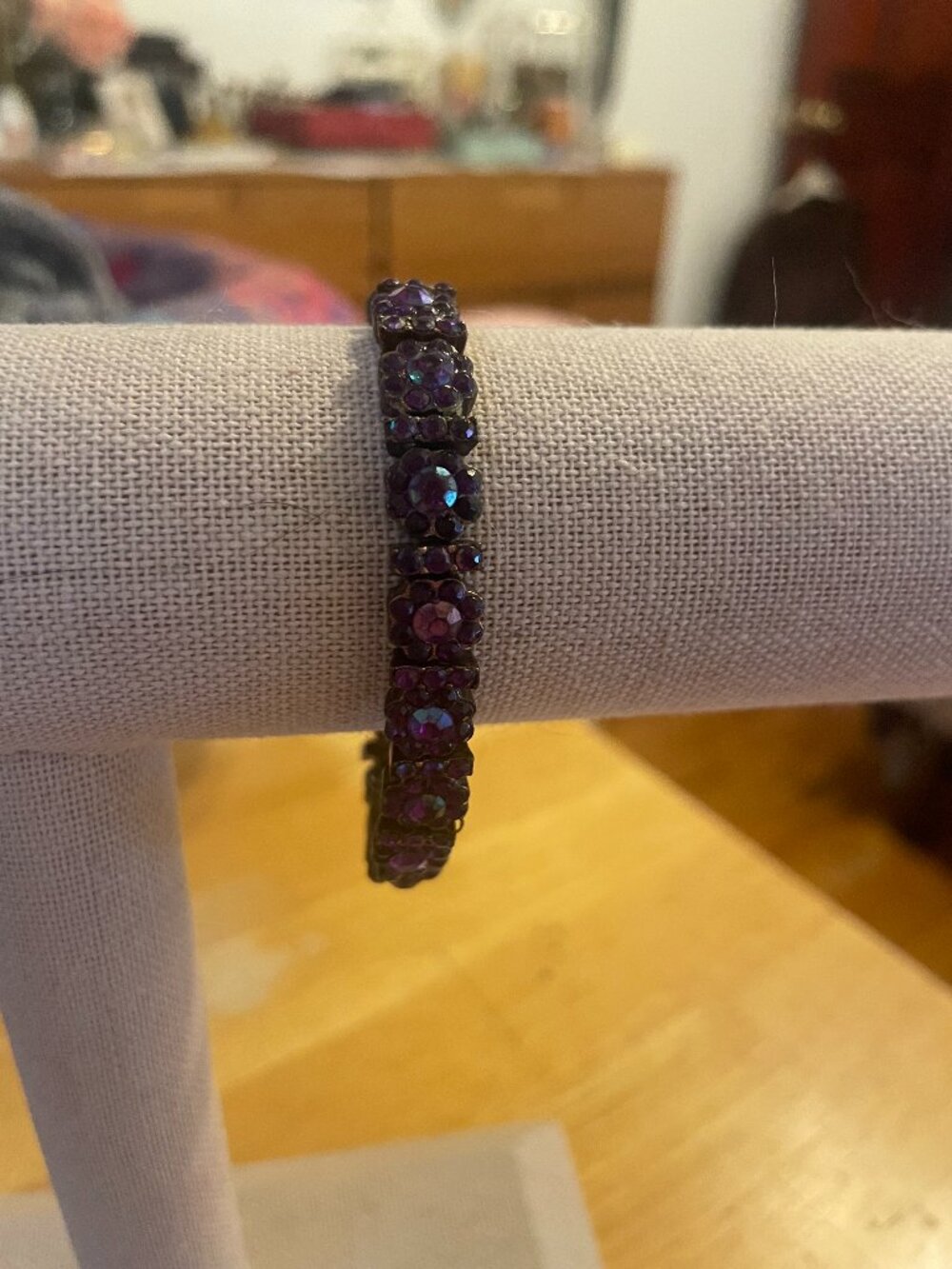 1928 Jewelry Amethyst Fuchsia Crystal Gold Bangle Bracelet